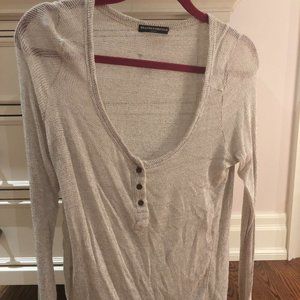 Brandy Melville: grey sheer henley long sleeve